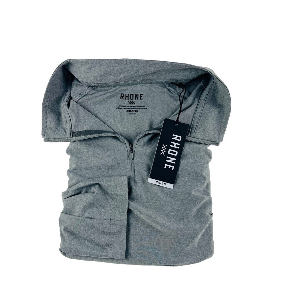 NWT Rhone Lt Gray Heather Reign Midweight 1/4 Zip Stretch Pullover Mens Size 2XL